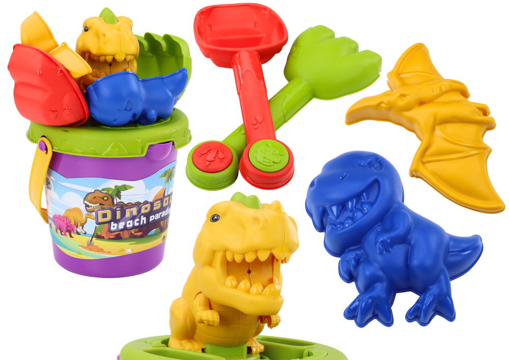 Dinozaurų Smėlio Žaislų Rinkinys su Kibiru ir Formelėmis