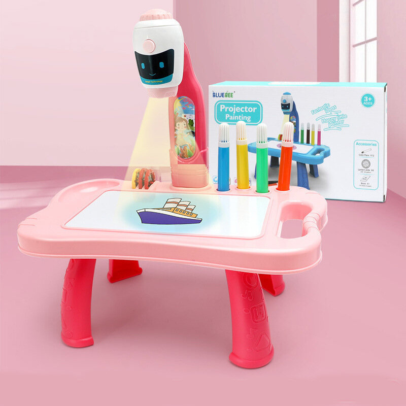 Mini projektorius piešimo robotas 2in1 rožinis