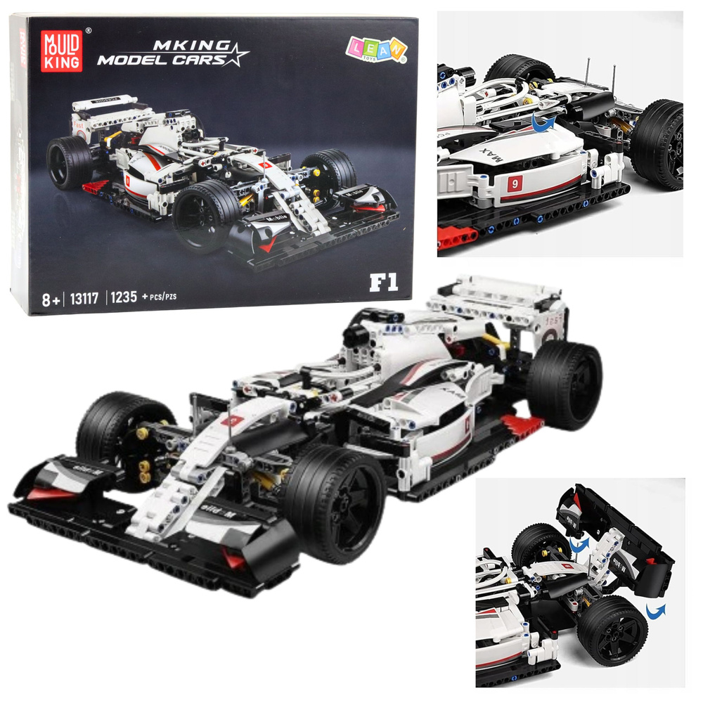 Konstruktoriaus rinkinys mudking 13117 f1 lenktyninis automobilis, 1235 dalys