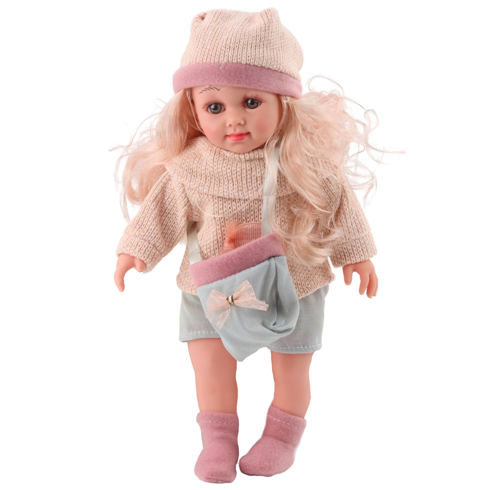 Lėlė sweet angel su vilnoniu megztiniu, krepšiu ir kepure, 36 cm 1