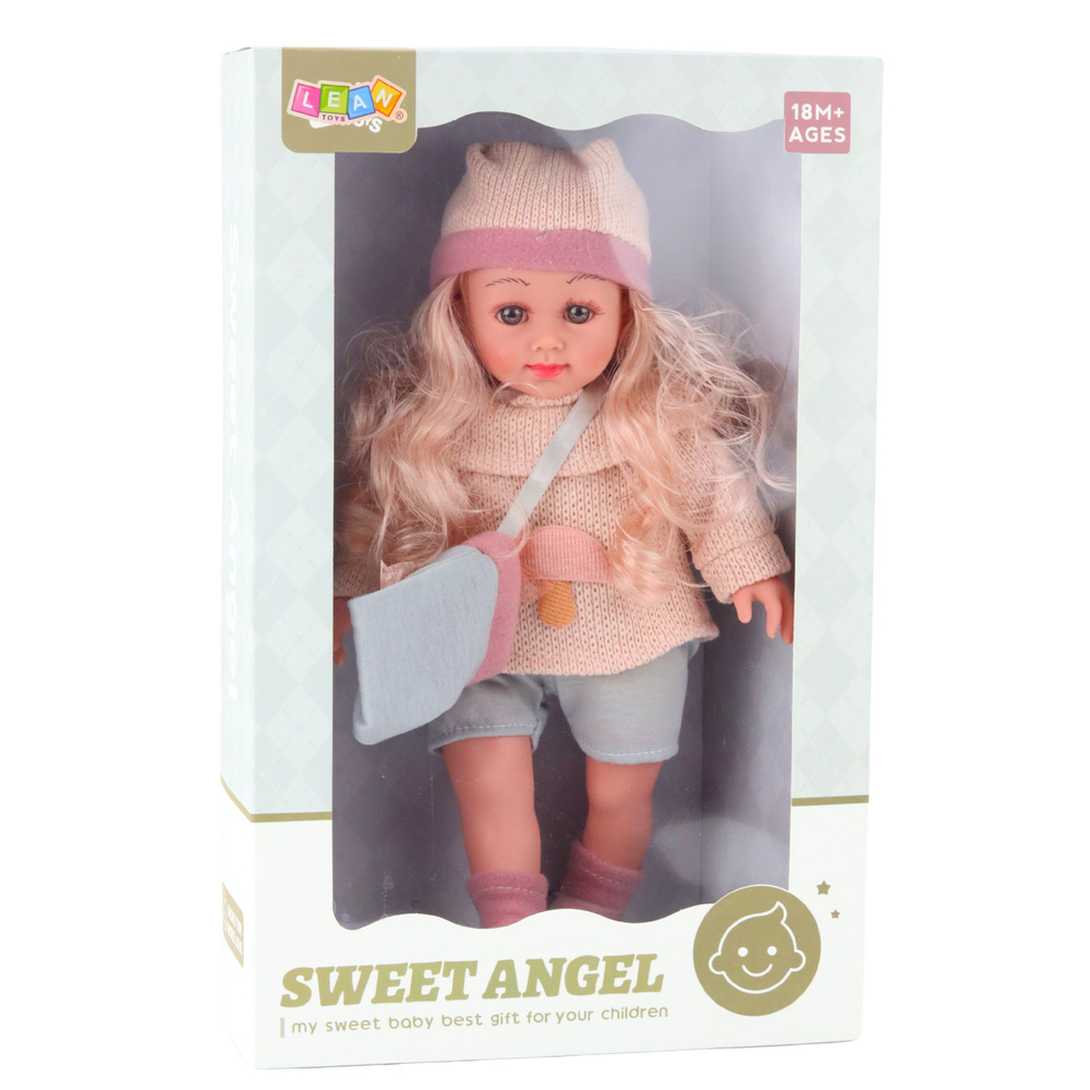 Lėlė sweet angel su vilnoniu megztiniu, krepšiu ir kepure, 36 cm 2
