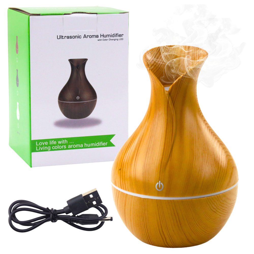 Oro drėkintuvas aromaterapijai, 130 ml, šviesaus medžio imitacija