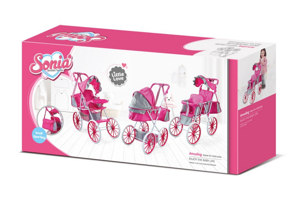 Lėlės vežimėlis lean toys, rožinis