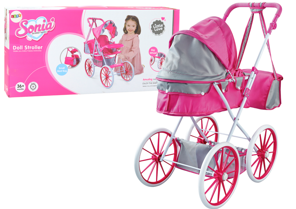 Lėlės vežimėlis lean toys, rožinis