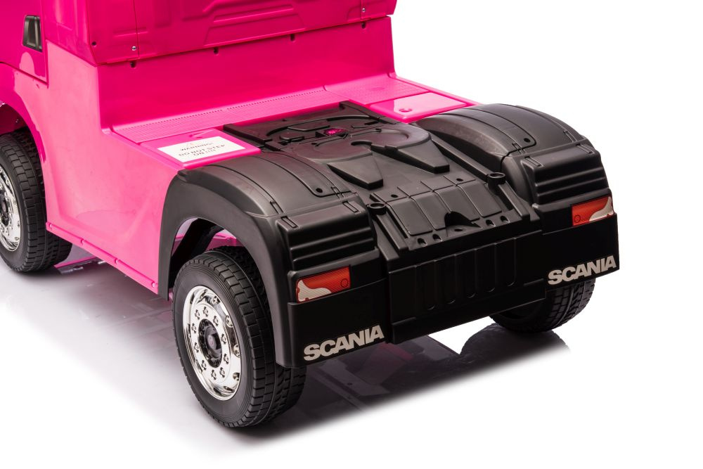 Akumuliatorinis automobilis vaikams scania 500r hl698 rožinis 4x4