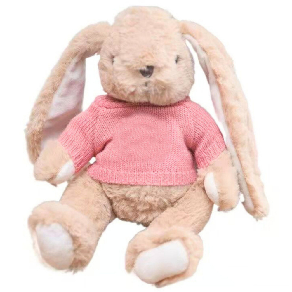 Pliušinis zuikutis su rožiniu megztiniu, 22 cm