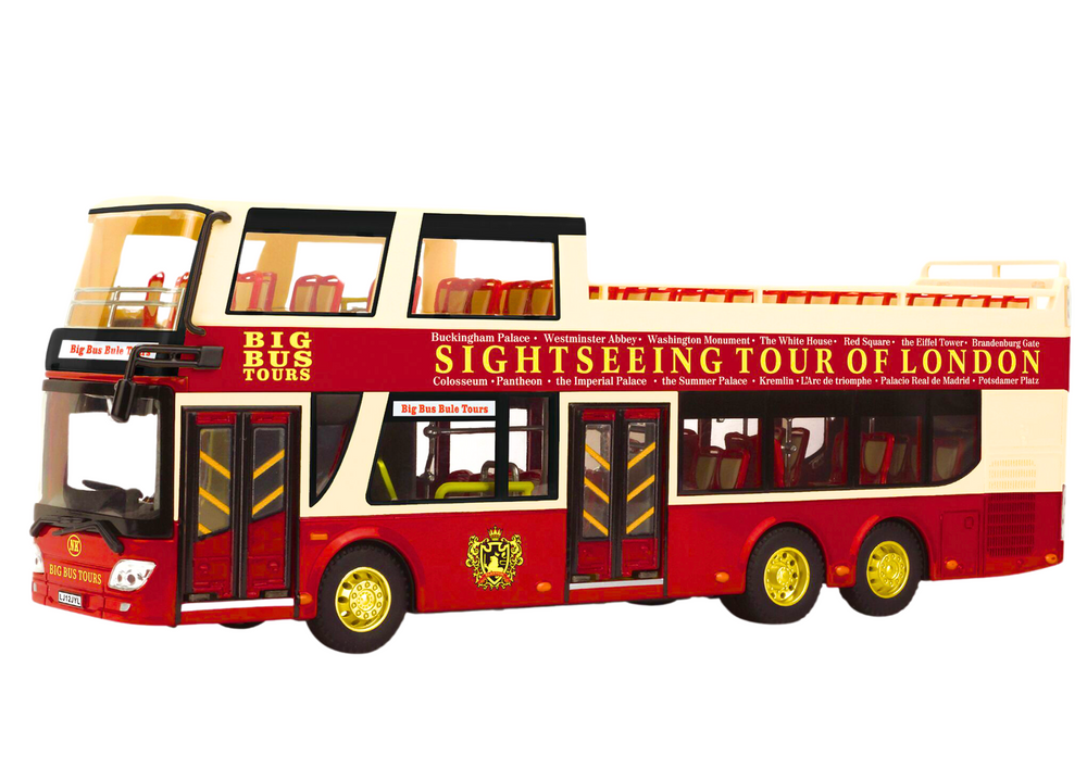 Dviaukštis ekskursinis autobusas 1:42 masto, raudonas