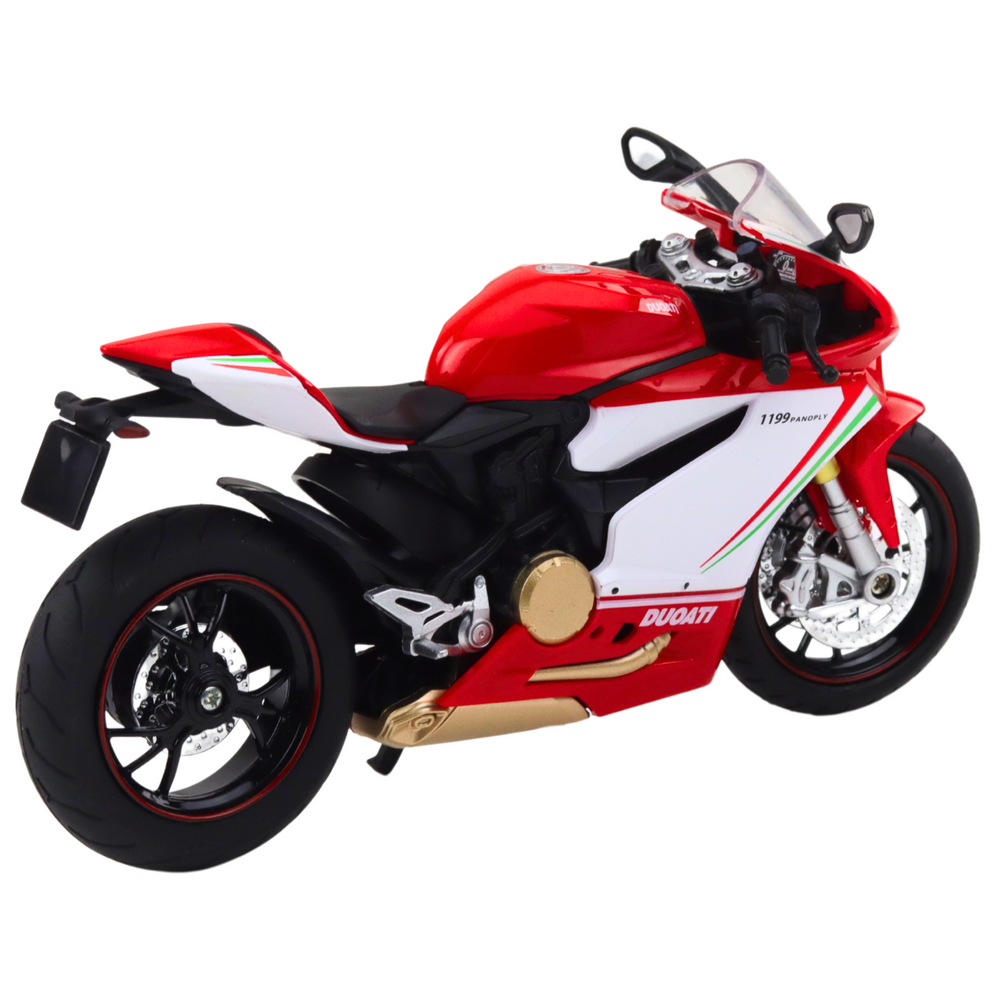 Raudonas metalinis sportinis motociklas su šviesomis ir garsais 1:12