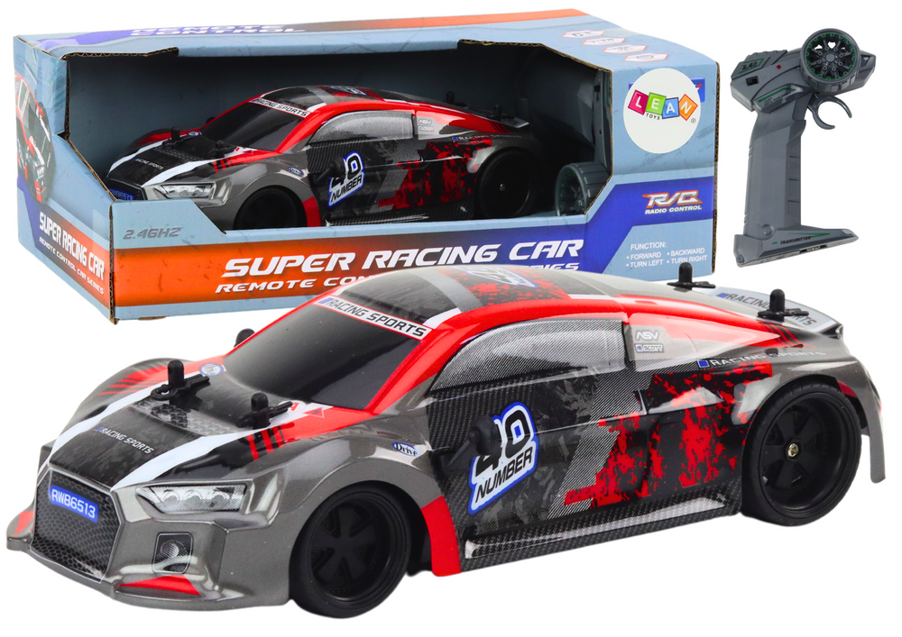 Nuotolinio valdymo automobilis 1:18 guminiai ratai raudonas