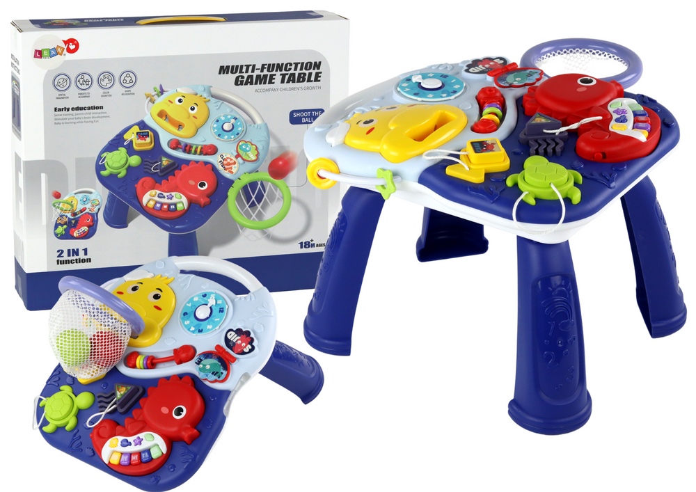 Edukacinis stalas 2in1 sea animals basket balls lean toys, mėlynas