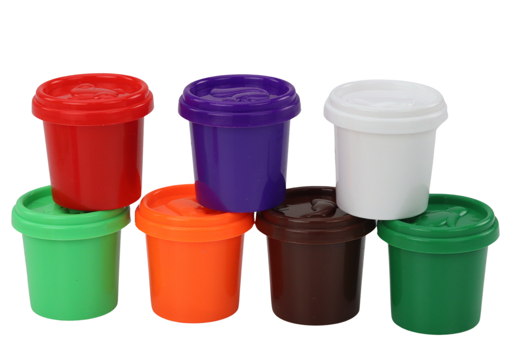 Plastilino rinkinys puodeliuose, 8 spalvos su formelėmis