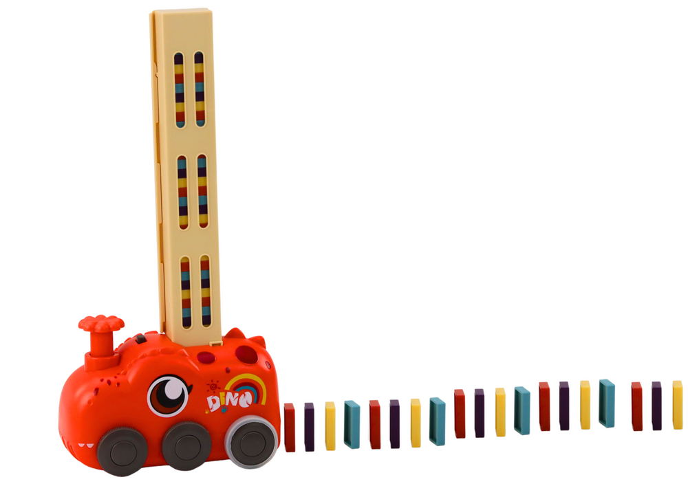 Raudonas Dinozauras - Baterijomis Varomas Automobilis su Domino Kaladėlėmis