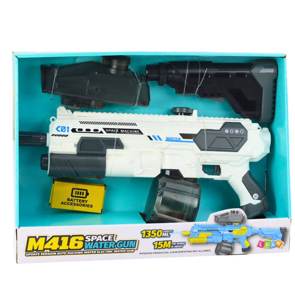 Baltas M416 vandens pistoletas su 1350 ml talpa