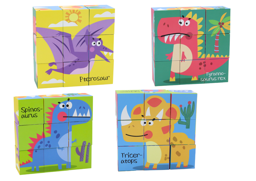 Spalvotos dėlionės blokai dinozaurai 6in1, 9 el.
