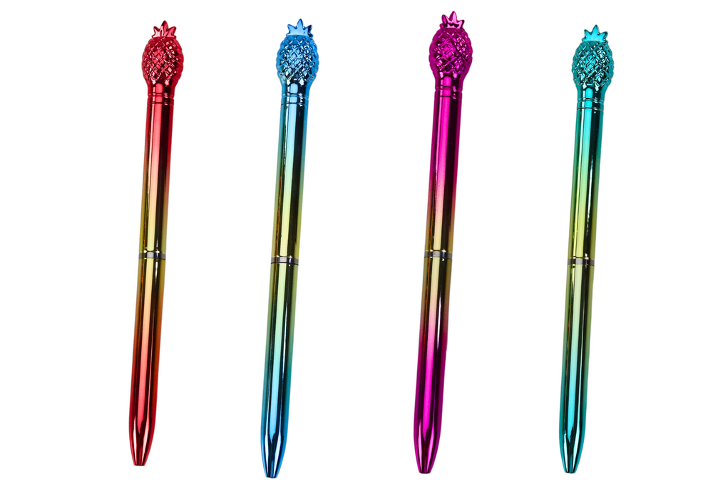 Auksinis ananaso formos rašiklis su mėlynu užpildu, 0.7 mm