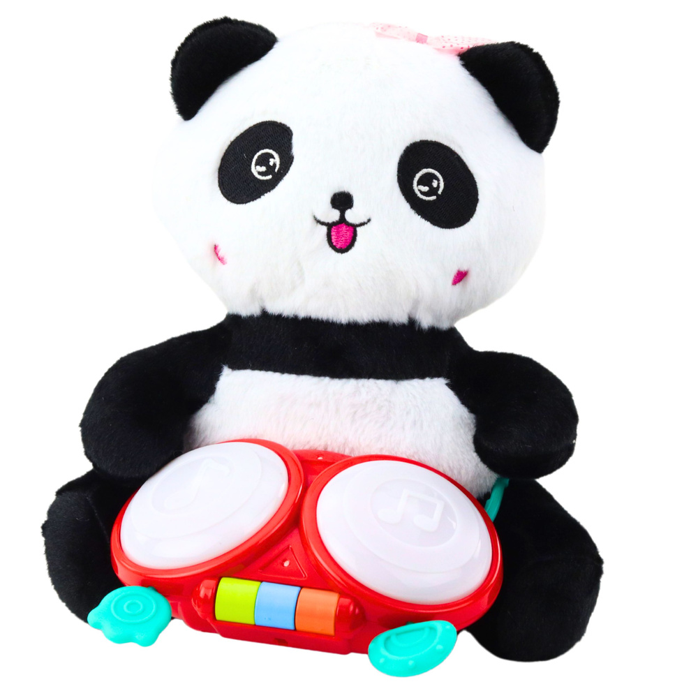 Pliušinė panda su būgnais, interaktyvus žaislas, 26x19.5x19 cm