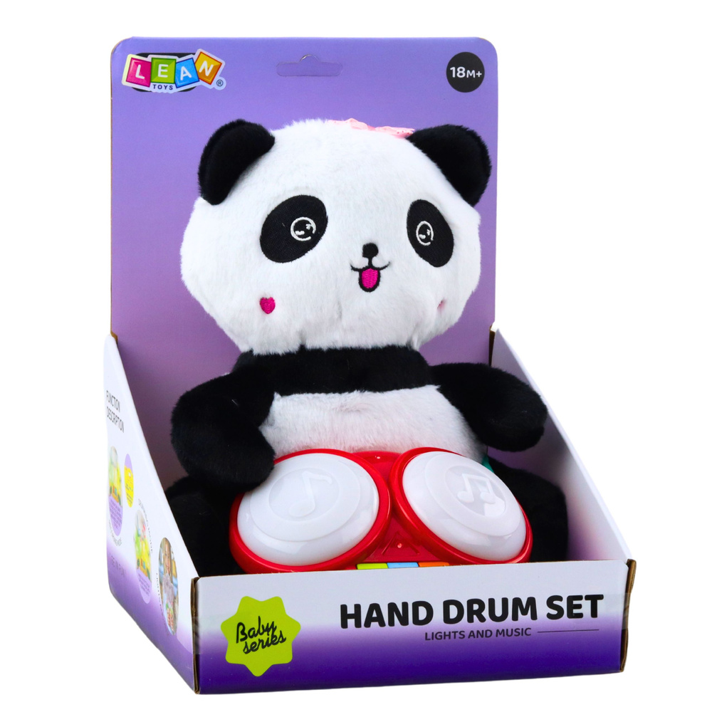 Pliušinė panda su būgnais, interaktyvus žaislas, 26x19.5x19 cm