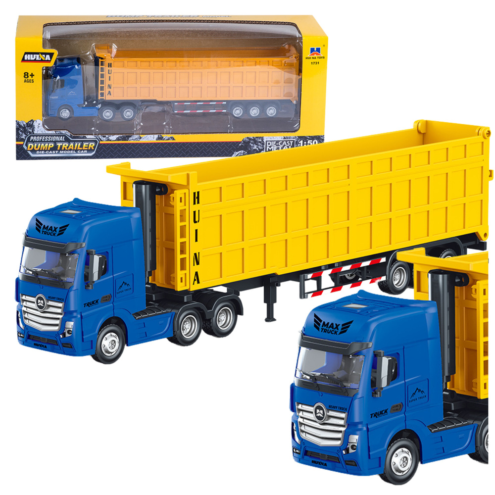 Metalinio sunkvežimio modelis su priekaba 1:50