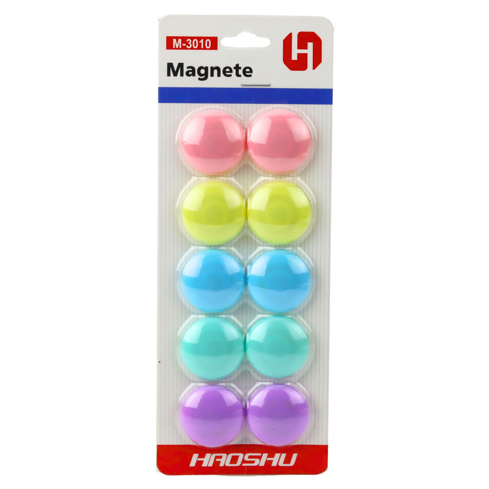 Pasteliniai apvalūs magnetai, 3 cm, 10 vnt.