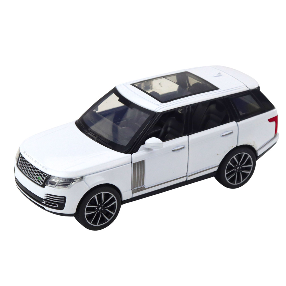Metalinė land rover mašinėlė su šviesomis ir garsais, balta, 15x7x6 cm 1