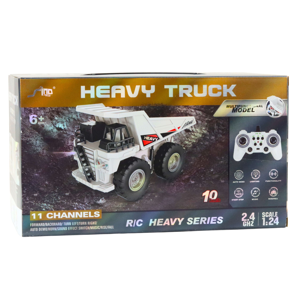 Nuotoliniu būdu valdomas ekskavatorius heavy truck 1:24 su šviesomis ir garsais 3
