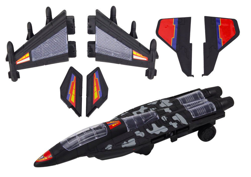 Juodas f35 karinis lėktuvas su šviesomis ir garsais