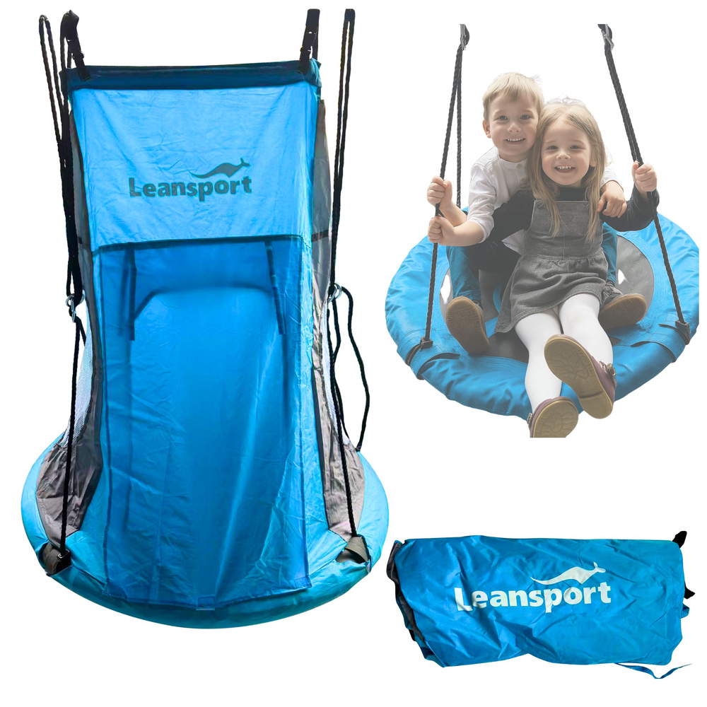 Sūpynės palapinė leansport „gandro lizdas“ mėlyna 90-100 cm