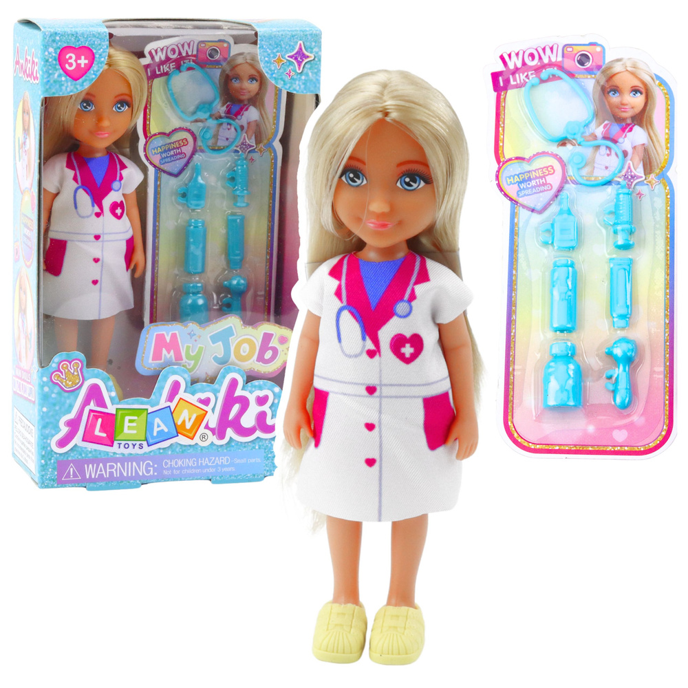 Gydytojo lėlė su medicinos priedais, 13 cm