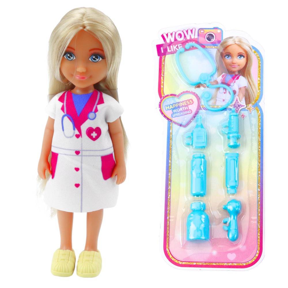 Gydytojo lėlė su medicinos priedais, 13 cm