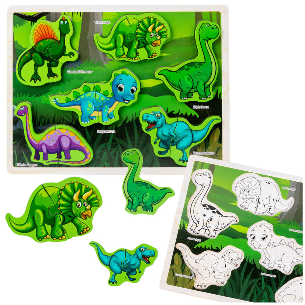 Medinis dinozaurų dėlionės rinkinys vaikams