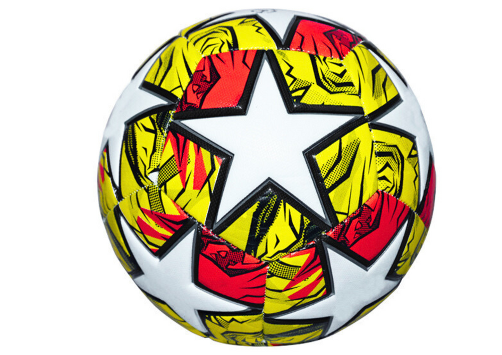 Futbolo kamuolys dydis 5 geltonas raudonas