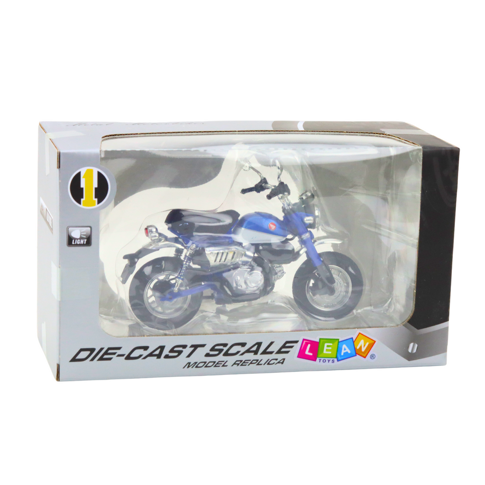 Retro motorcycle classic metal blue 1:12