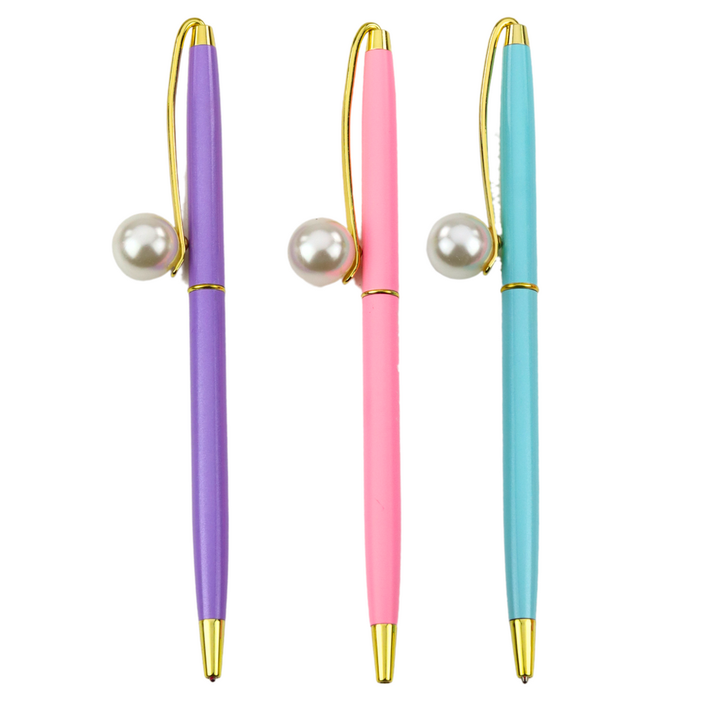 Metalinis rašiklis su perlais, mėlynas rašalas, 1.0 mm
