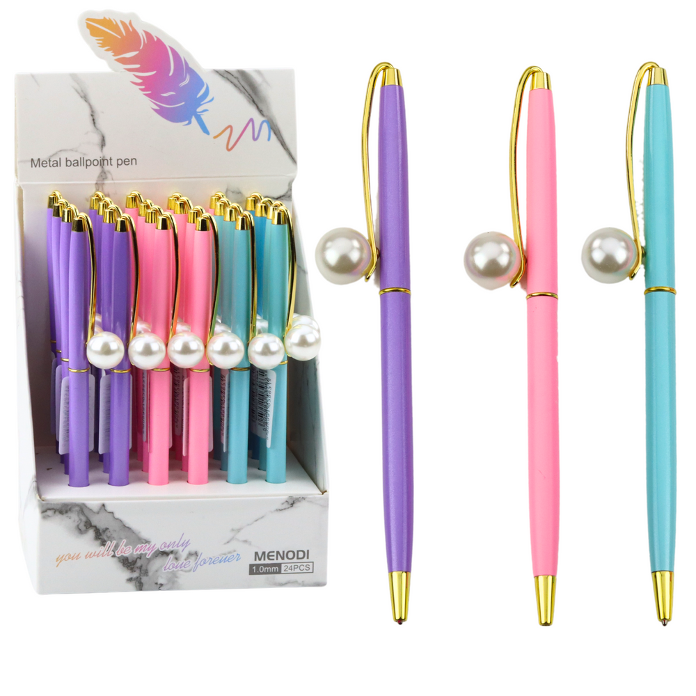 Metalinis rašiklis su perlais, mėlynas rašalas, 1.0 mm