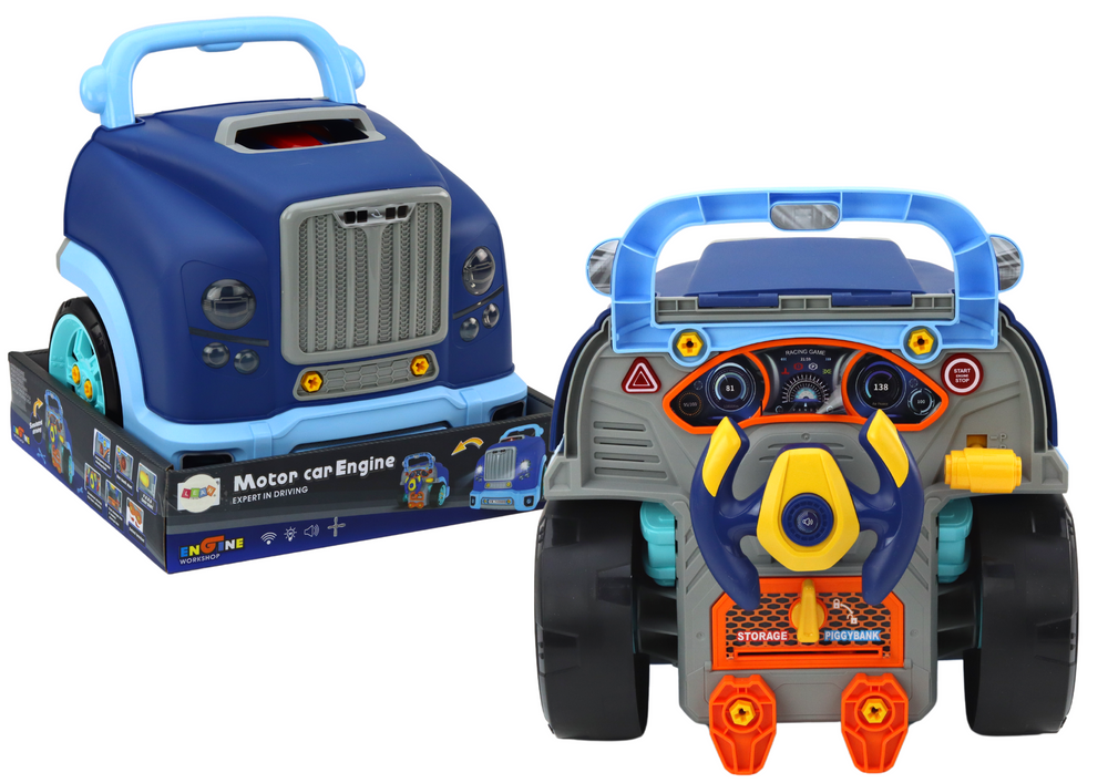 Žaislinio krovininio automobilio variklio ardymo rinkinys lean toys, mėlynas, 6 d.
