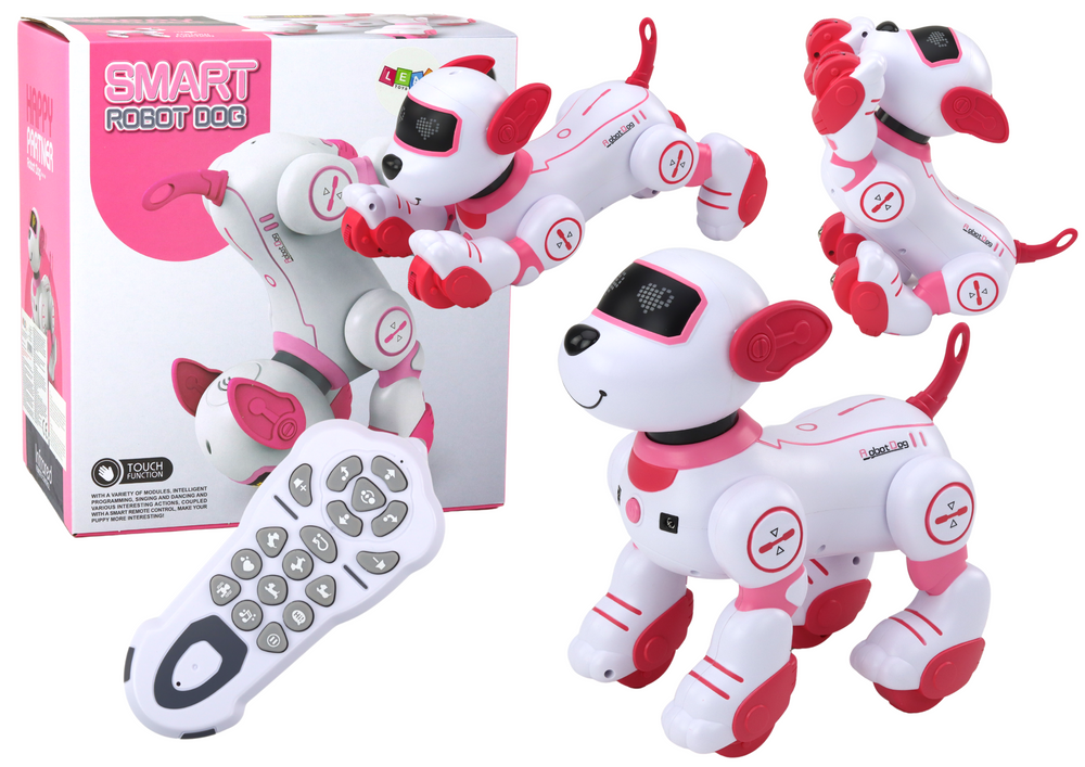 Nuotoliniu Būdu Valdomas Interaktyvus Šuo - Robotas Lean Toys, Rožinis/Baltas