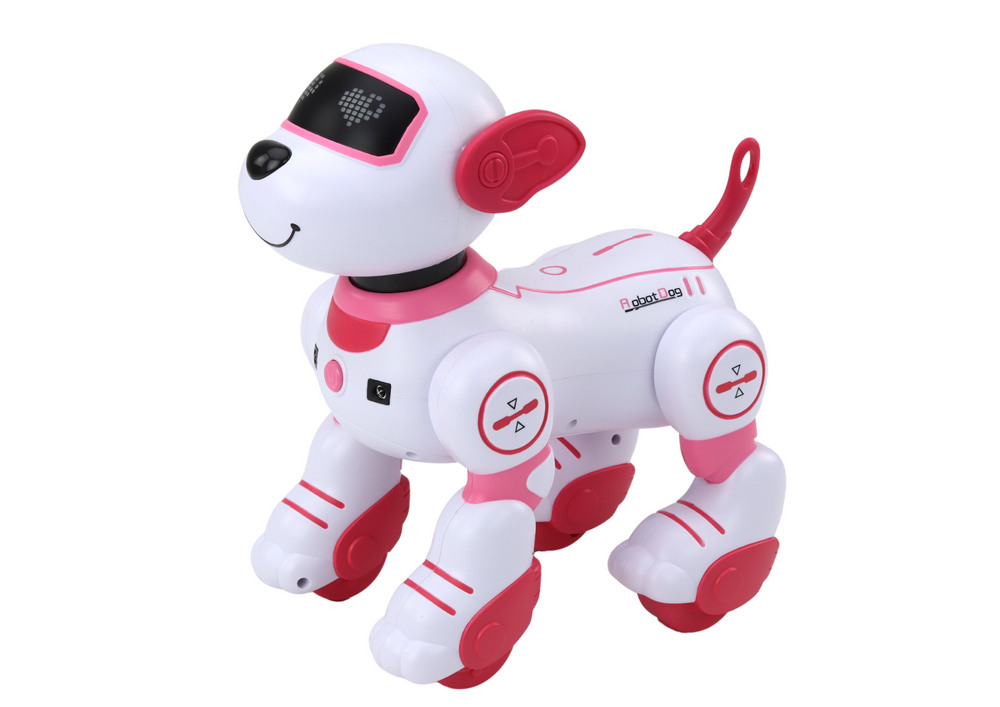 Nuotoliniu būdu valdomas interaktyvus šuo - robotas lean toys, rožinis/baltas