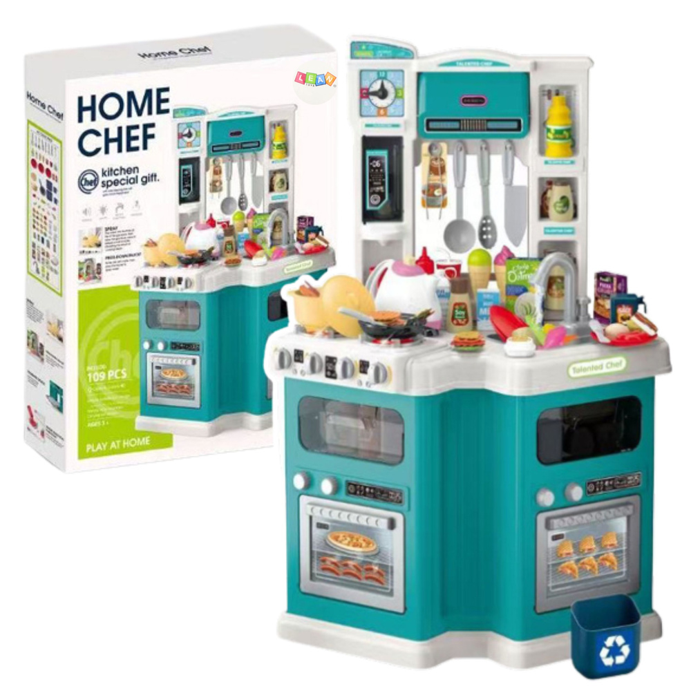 Vaikiška virtuvė su priedais home chef, 77x57x30 cm, 109 dalys