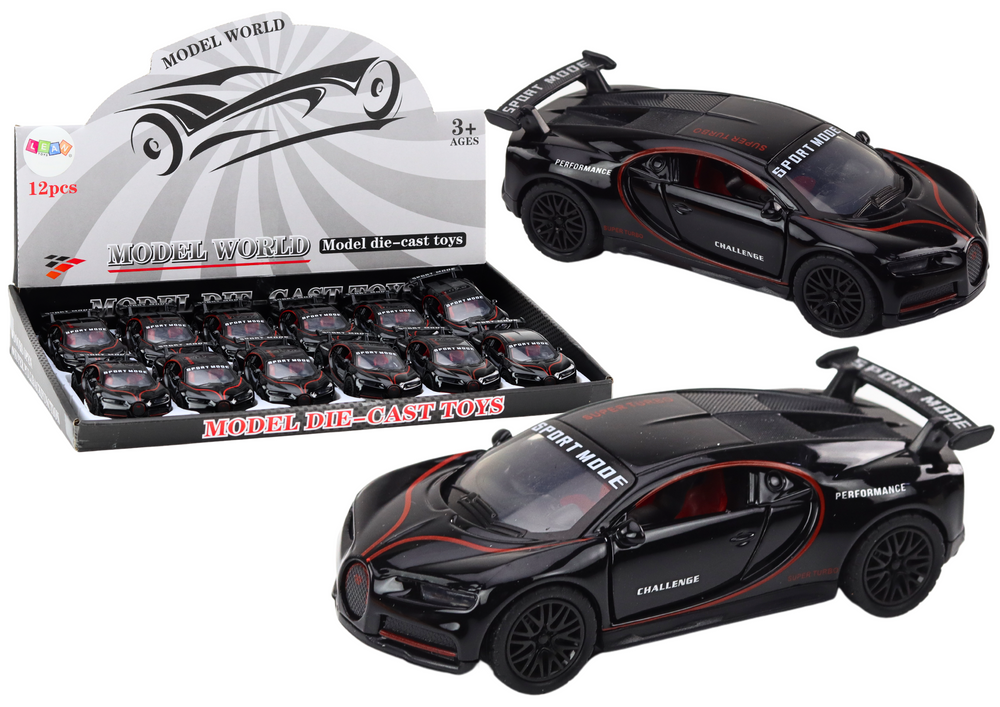 Juodas metalinis sportinis automobilis 1:32