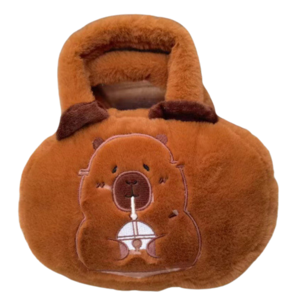 Pliušinis krepšys su kapibara, rudas, 20 cm