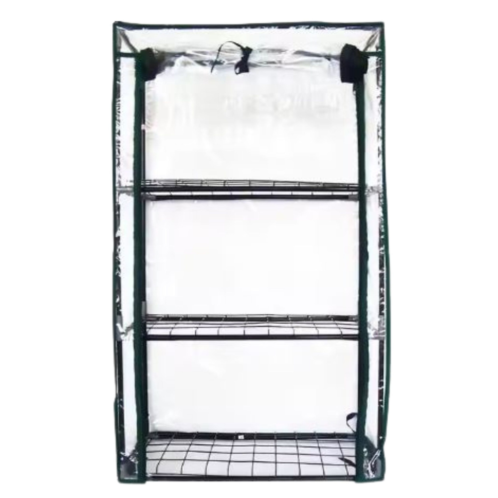 Šiltnamis balkonui su 3 metalinėmis lentynomis, pvc danga, 46 x 24 x 80 cm