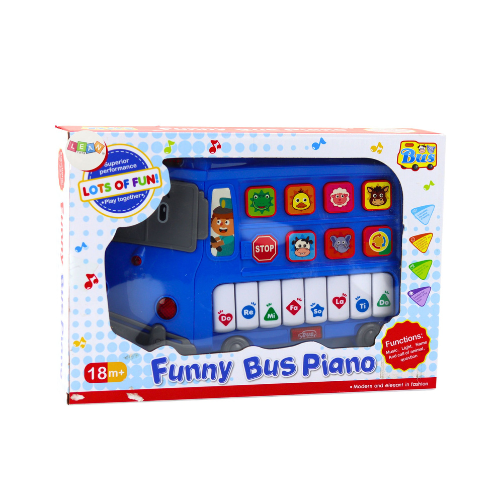 Mokomasis pianinas vaikams, mėlynas autobusas 2