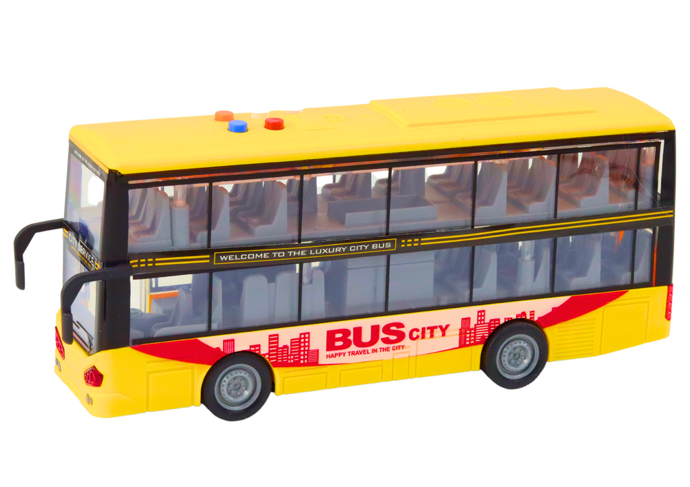 Geltonas dviaukštis autobusas 1:16