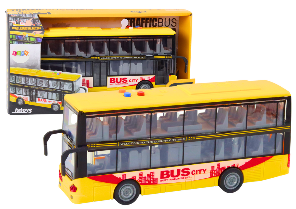 Geltonas dviaukštis autobusas 1:16