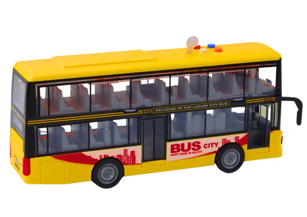 Geltonas dviaukštis autobusas 1:16