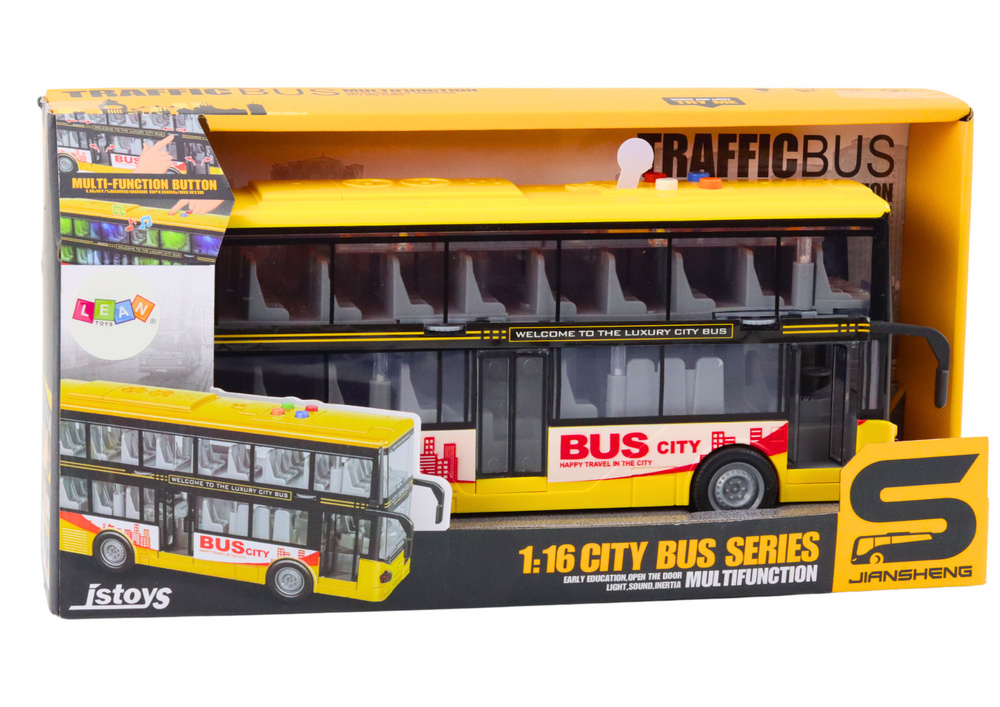 Geltonas dviaukštis autobusas 1:16