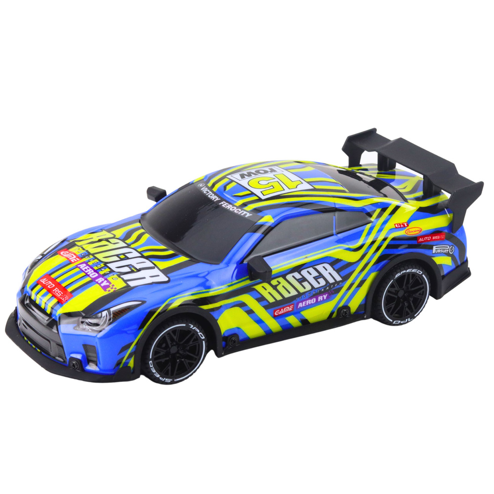 Nuotolinio valdymo sportinis automobilis 25x11x10 cm, mėlyna ir geltona 1