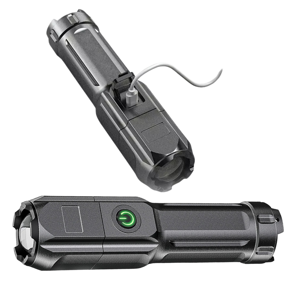 Kompaktiška turistinė LED žibintuvėlis su USB įkrovimu