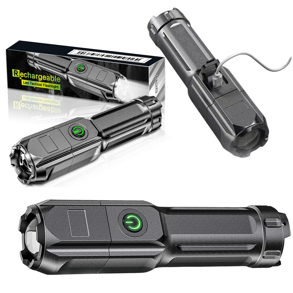 Kompaktiška turistinė LED žibintuvėlis su USB įkrovimu