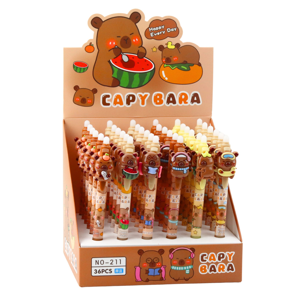 Rašiklis su trintuku capybara 3d, mėlynas, automatinis, 15 cm